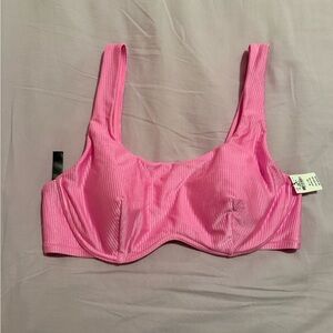 Pink Ribbed Women's Bikini Top